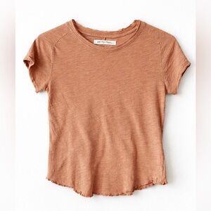 Free People Goldish Brown Short Sleeve Tee